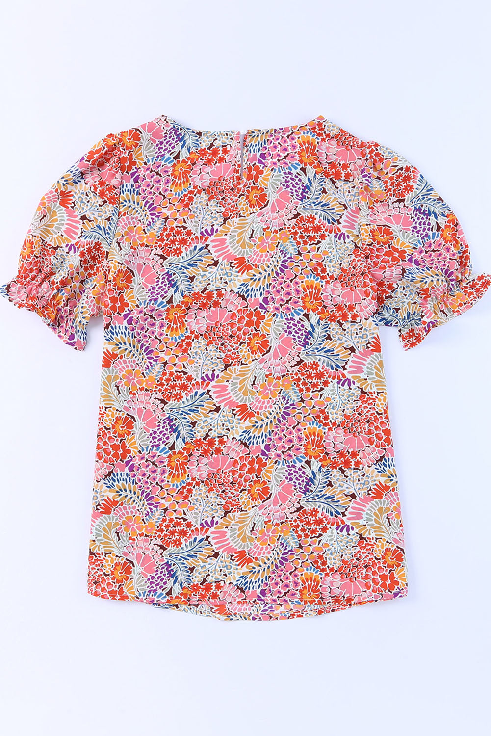 Plus Size Floral Print Puff Sleeve Blouse
