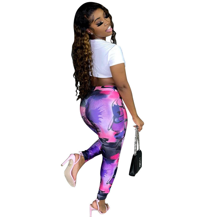 Women  Fashion Casual Printed Skinny Pants - Clevecorner