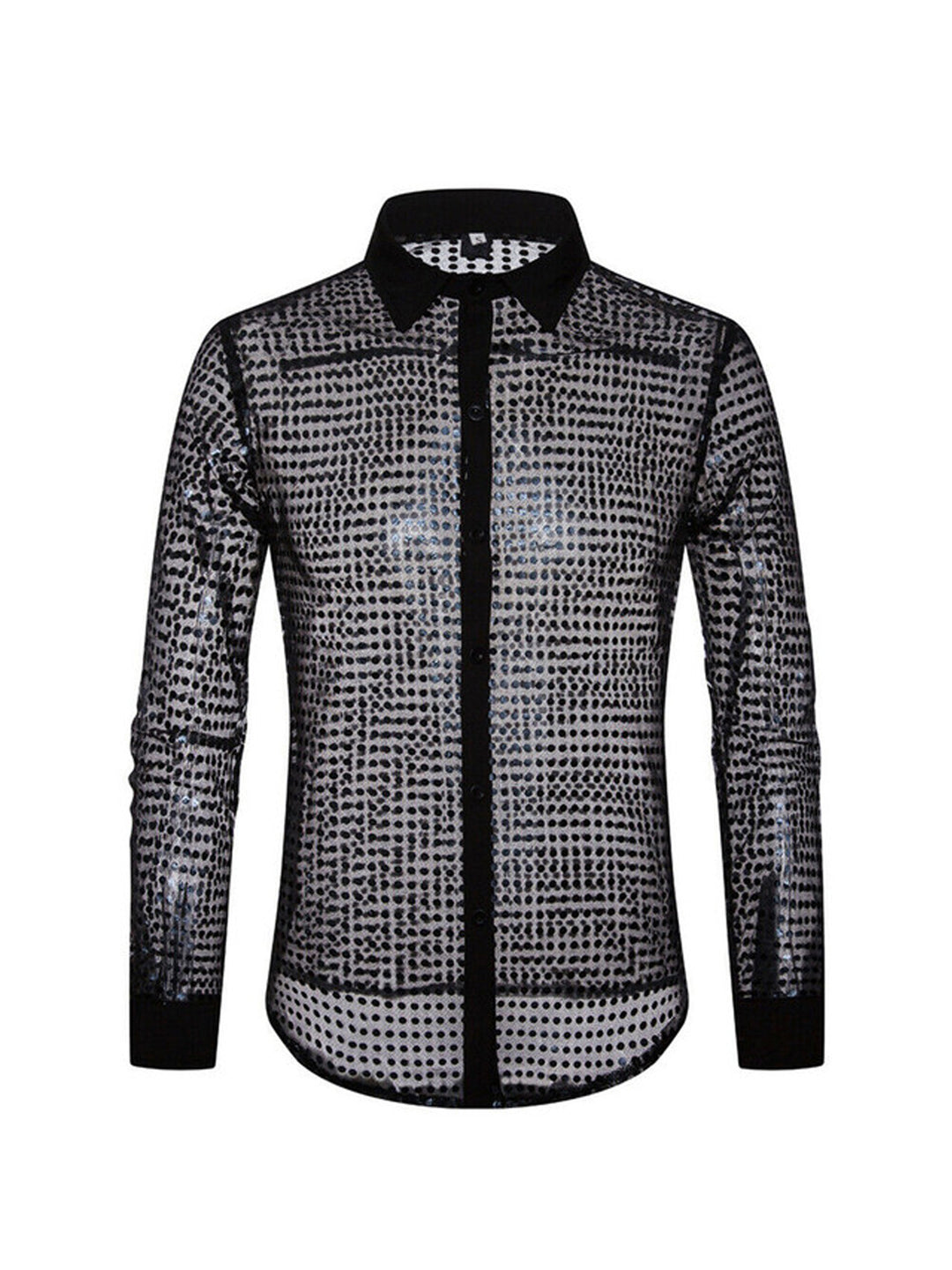 Polka Dot Scale Long Sleeve Shirt For Men