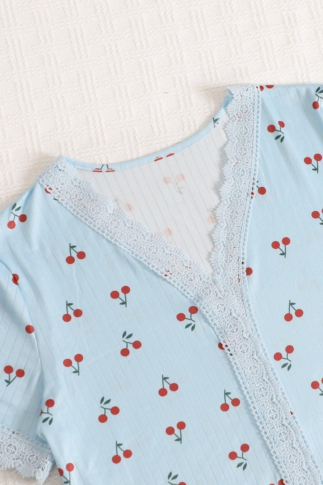 Lace Stitching Short-Sleeved Printed Loungewear