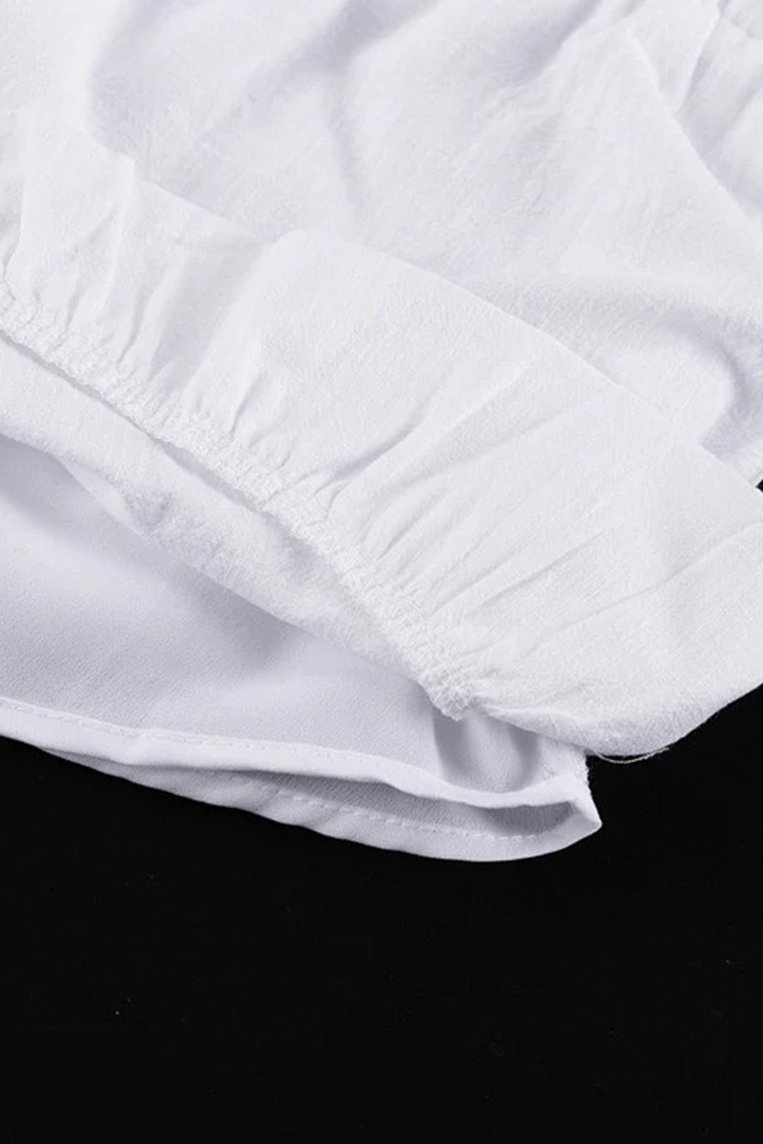 V-neck Lantern Sleeve Cotton Shirt Set