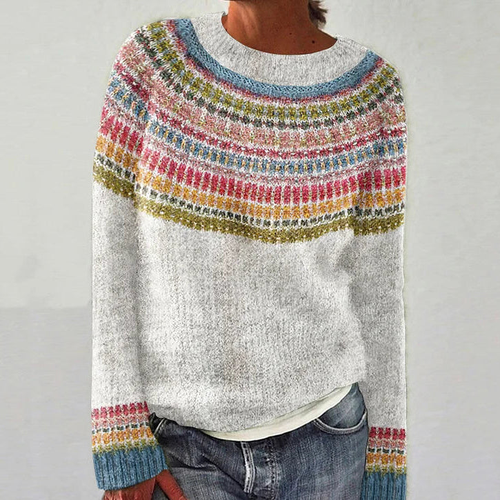 Women's Sweater Round Neck Multicolor Loose Fashion Pullover Sweater