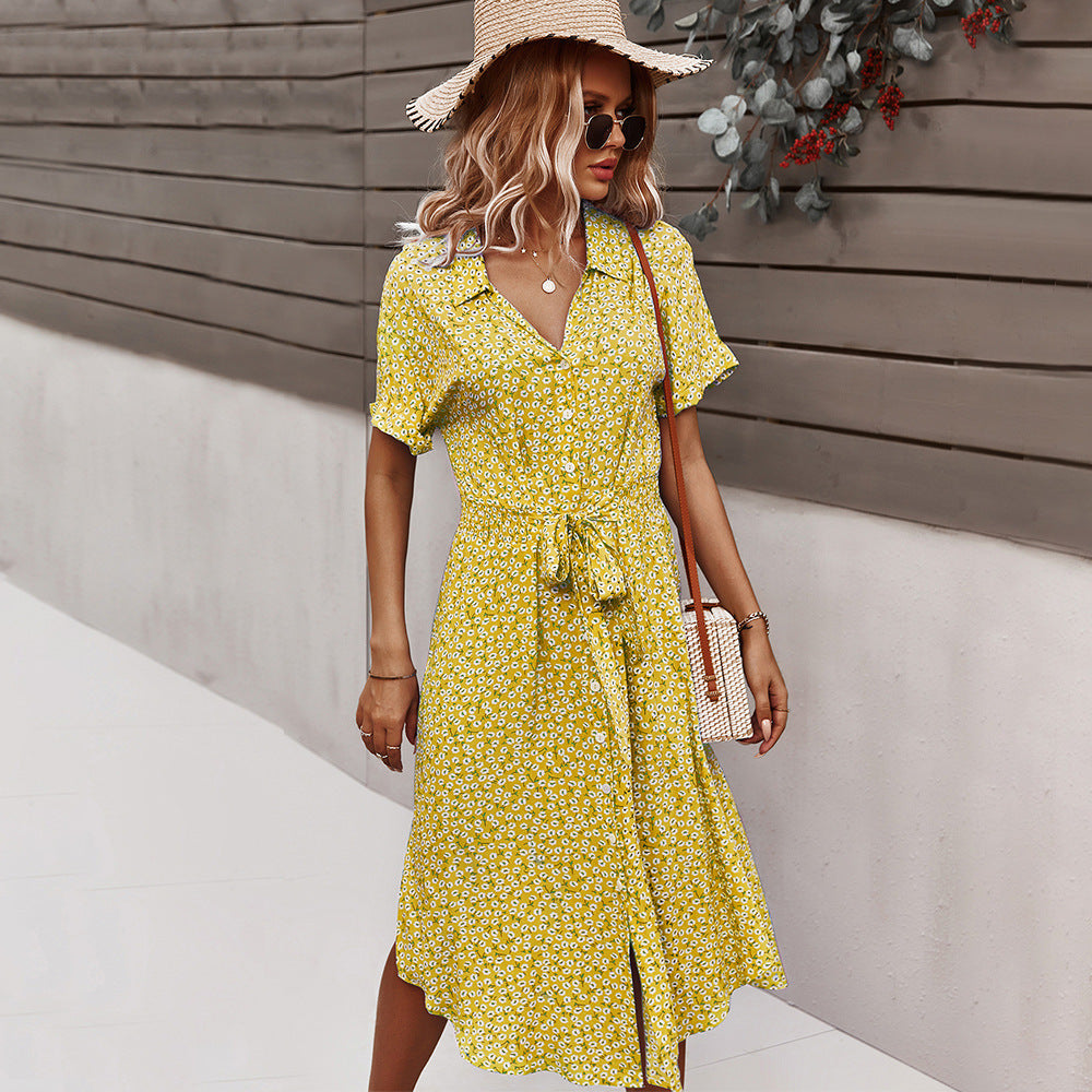 Women's Printed Dress Amazon Casual Holiday Style Sexy Big Swing Skirt