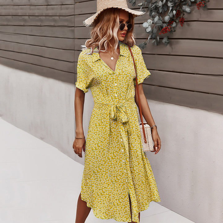 Women's Printed Dress Amazon Casual Holiday Style Sexy Big Swing Skirt