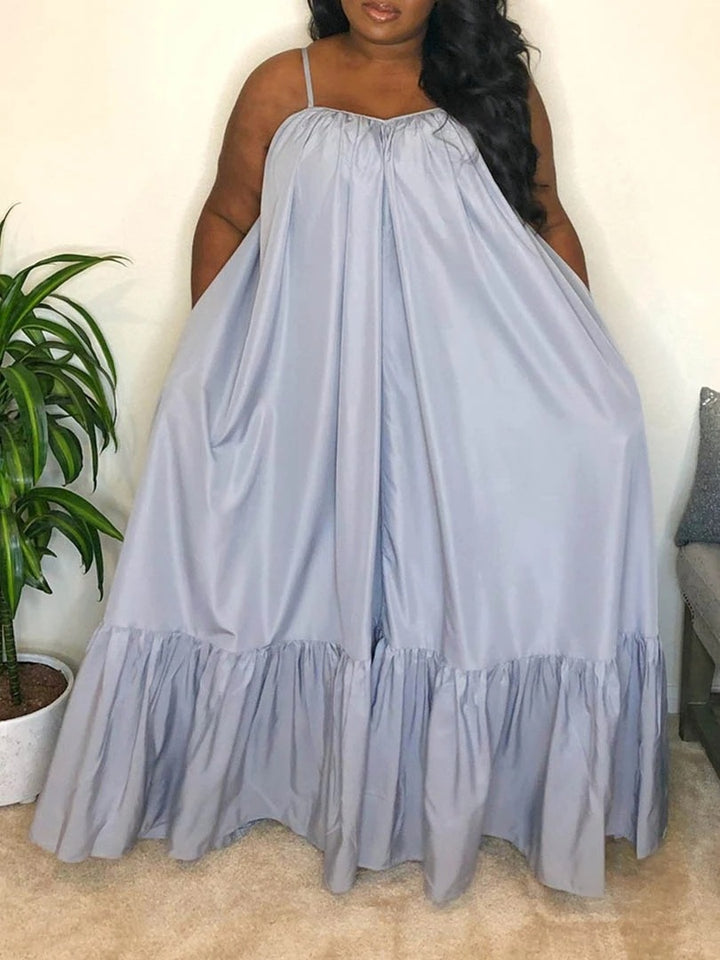 Sling Sleeveless Solid Color Big Swing Dress