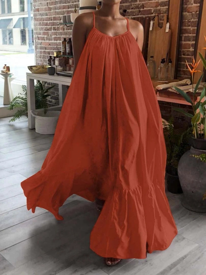 Sling Sleeveless Solid Color Big Swing Dress
