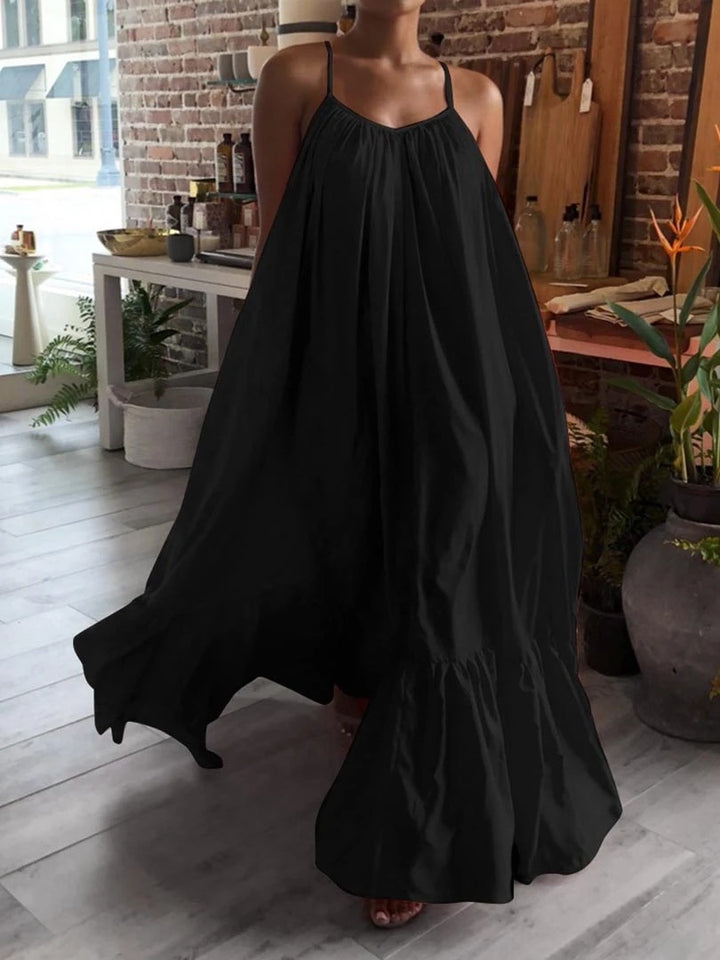 Sling Sleeveless Solid Color Big Swing Dress