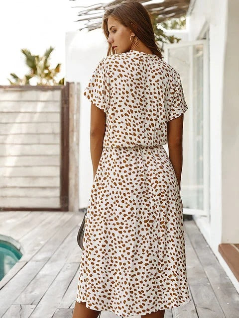 New European And American Vacation Short-sleeved Dress