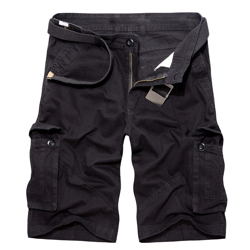 Plus Size Five Point Cargo Shorts Men's Multi Pocket Middle Pants