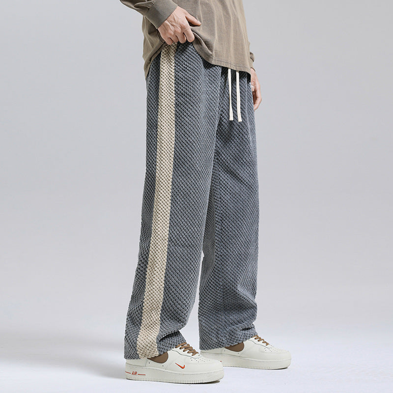 Men's Fashion Color Contrast Loose Casual Straight Pants