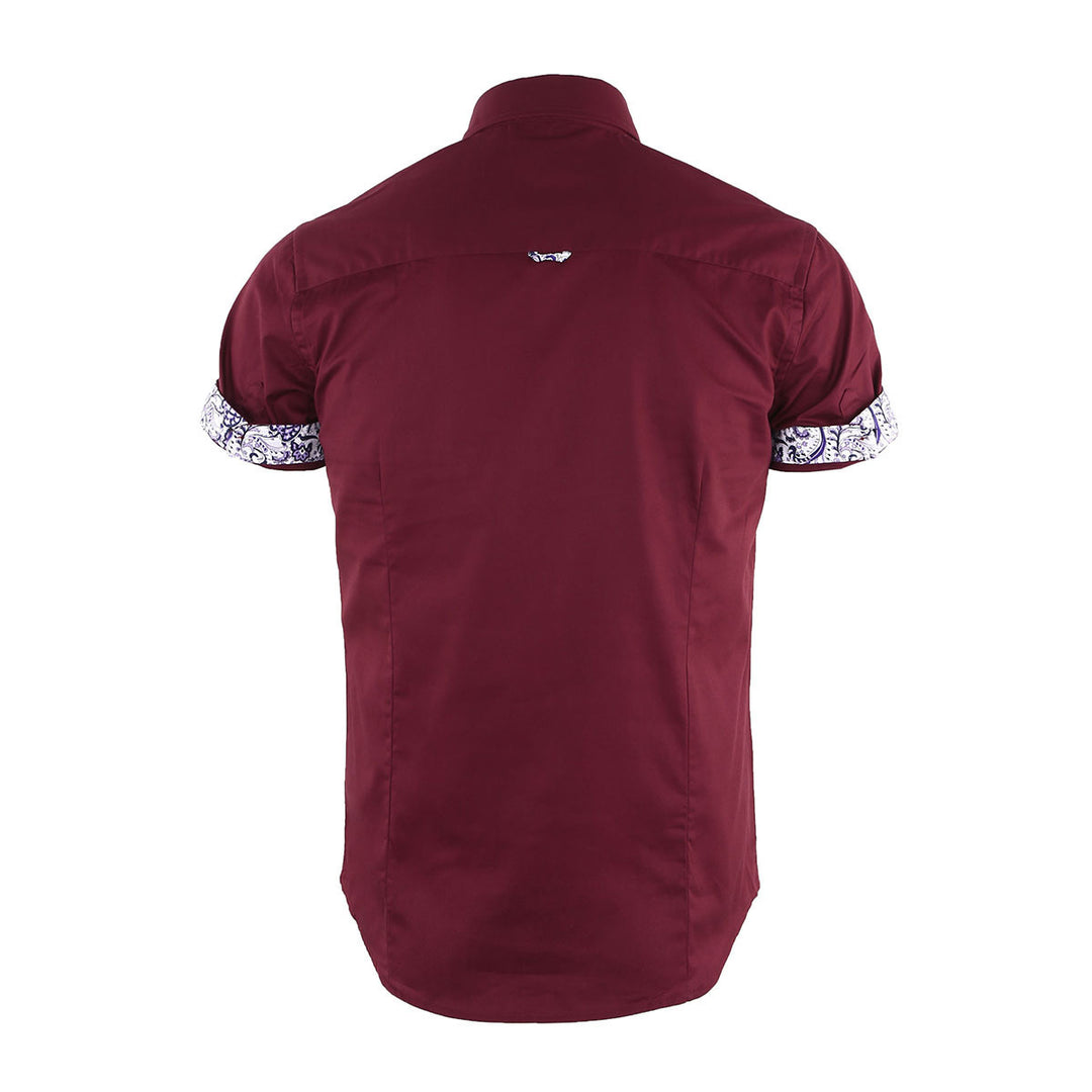 Men's Printed Stitching Solid Color Short Sleeve Shirt