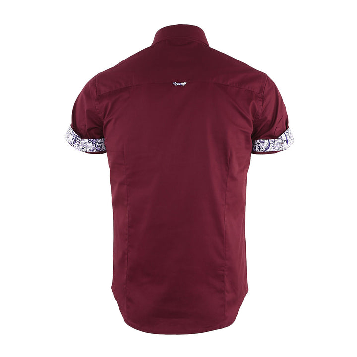 Men's Printed Stitching Solid Color Short Sleeve Shirt