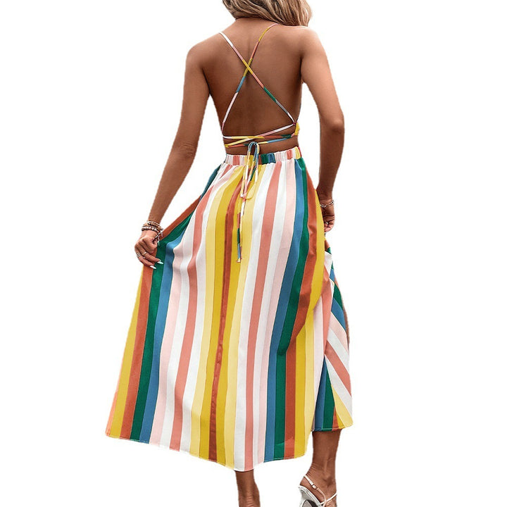 Nora Spaghetti Strap Rainbow Dress