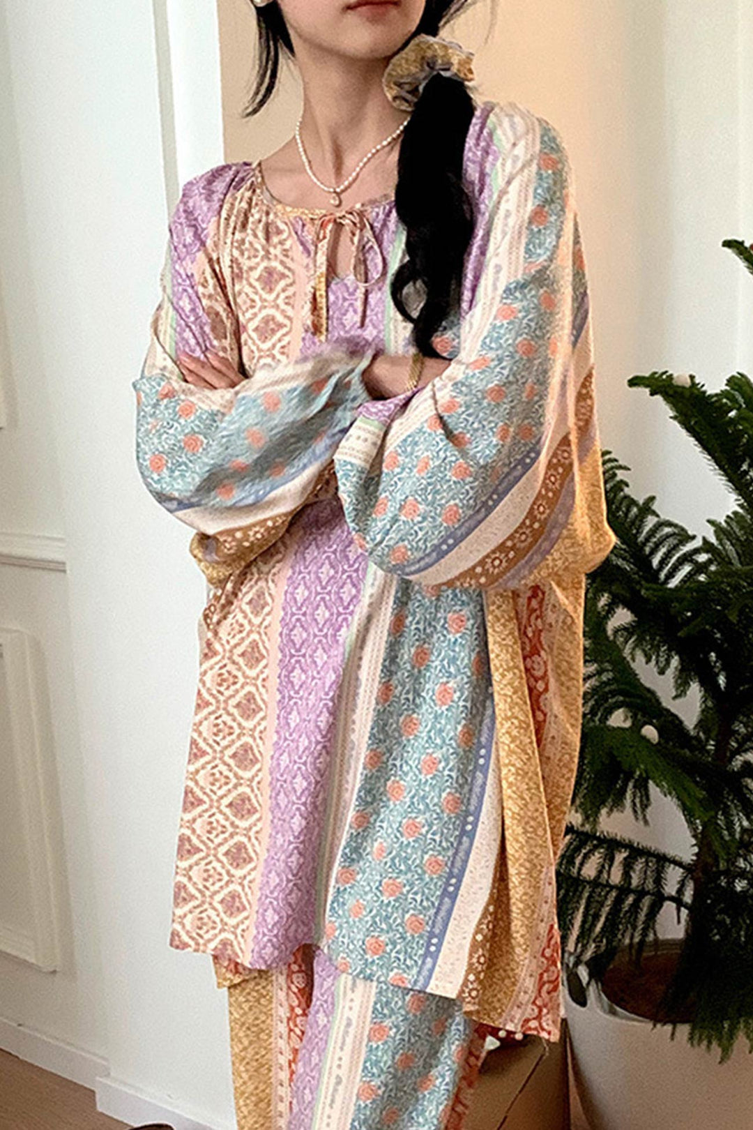 Printed Tie-up Oversize Loungewear
