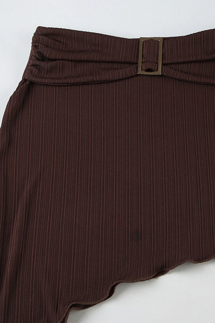 Halterneck Tie-up Vest Irregular Skirt Set