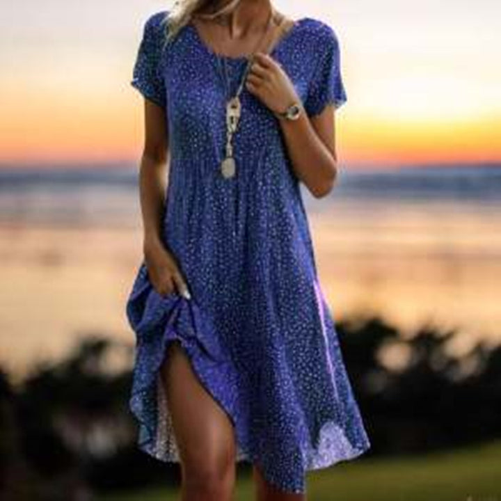 Women's Artistic Ethnic Style Scoop Mid-length Dress
