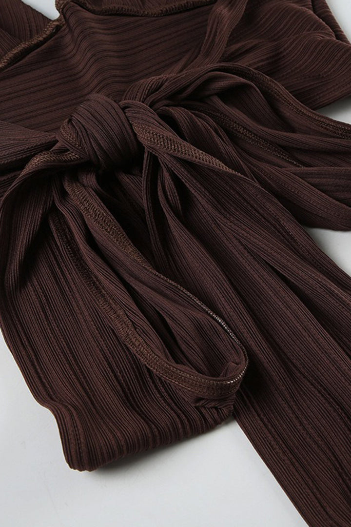 Halterneck Tie-up Vest Irregular Skirt Set