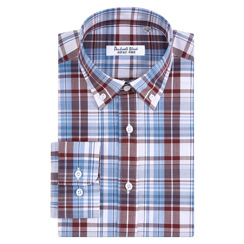 Plaid Shirt Men Long Sleeved Pure Cotton