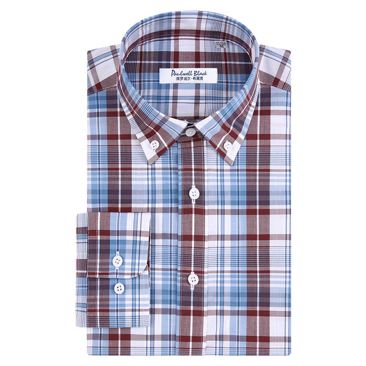 Plaid Shirt Men Long Sleeved Pure Cotton