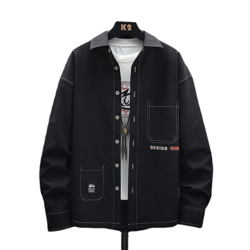 Young Korean Leisure Long Sleeve Shirt Men