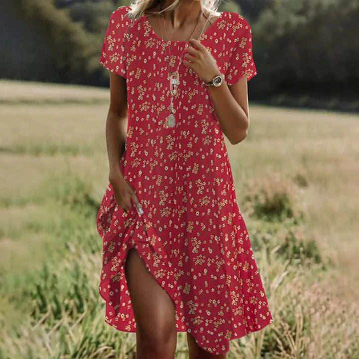 Women's Artistic Ethnic Style Scoop Mid-length Dress