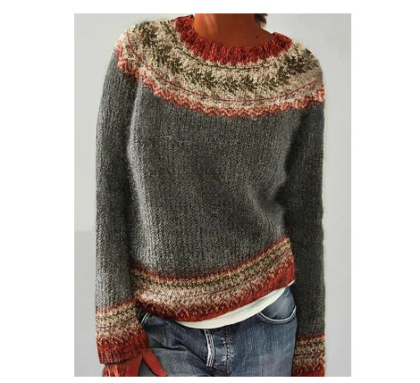 Women's Sweater Round Neck Multicolor Loose Fashion Pullover Sweater
