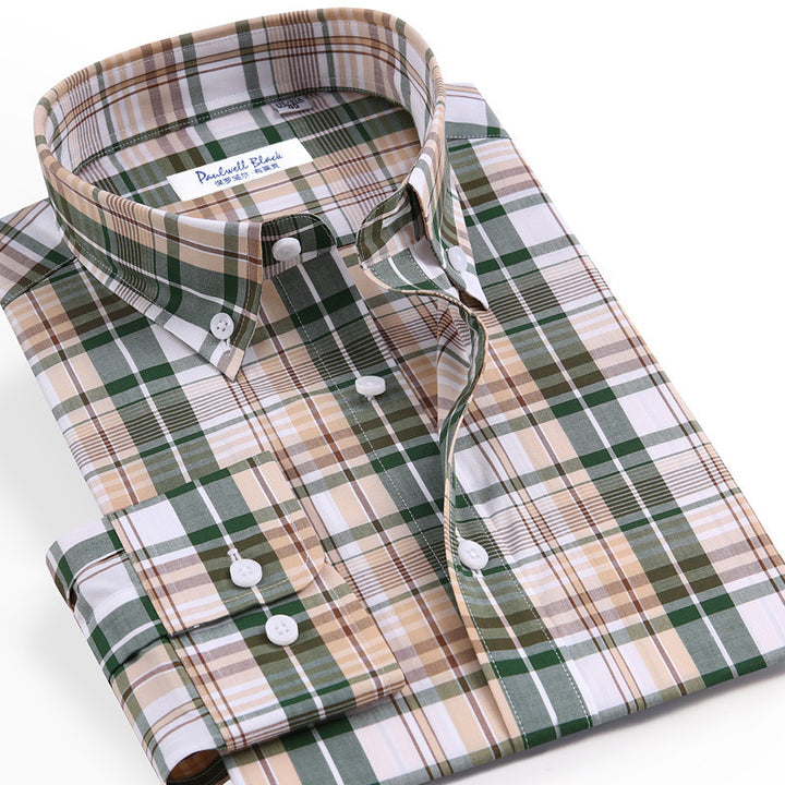 Plaid Shirt Men Long Sleeved Pure Cotton