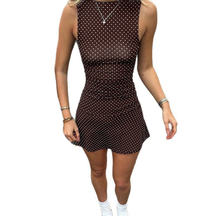 Mini European And American Sleeveless Cinched Short Dress