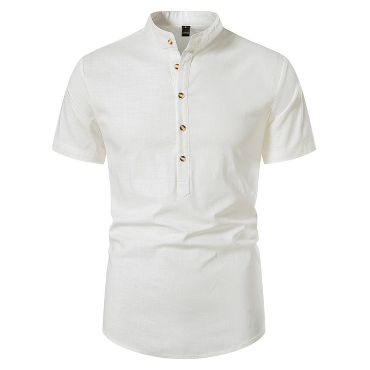 Men's Short-sleeved Shirt Cotton And Linen Shirt Casual Beach Yoga Jacket Men's Large Size Shirt