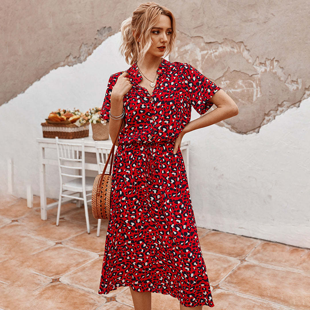 New European And American Vacation Short-sleeved Dress