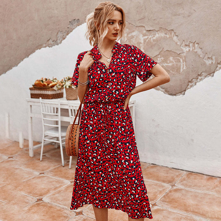New European And American Vacation Short-sleeved Dress