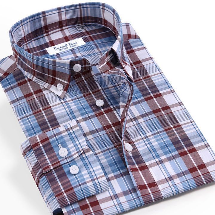 Plaid Shirt Men Long Sleeved Pure Cotton