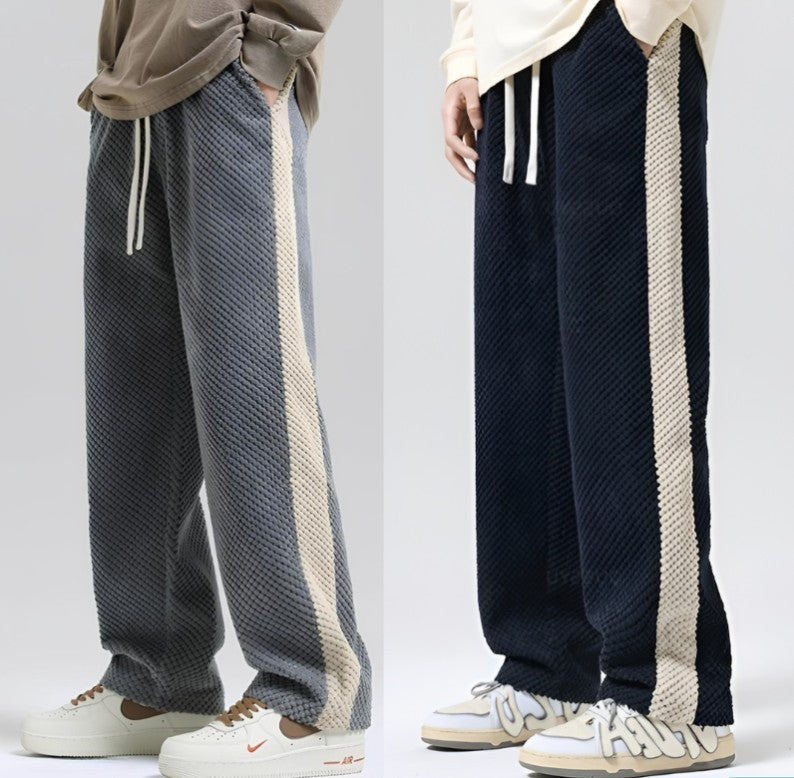 Men's Fashion Color Contrast Loose Casual Straight Pants
