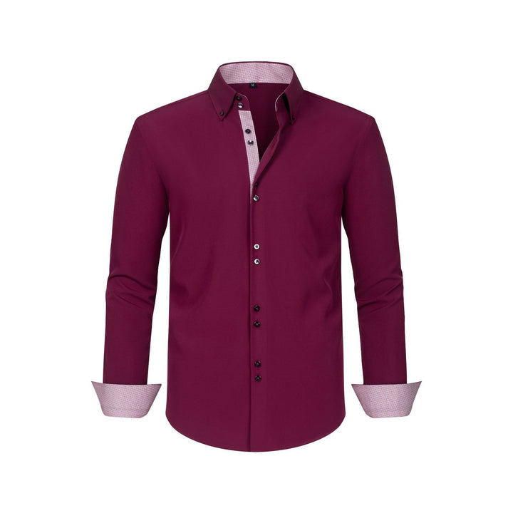 Full Elastic Force Men's Shirt Polka Dot Color Matching Design Double Breasted
