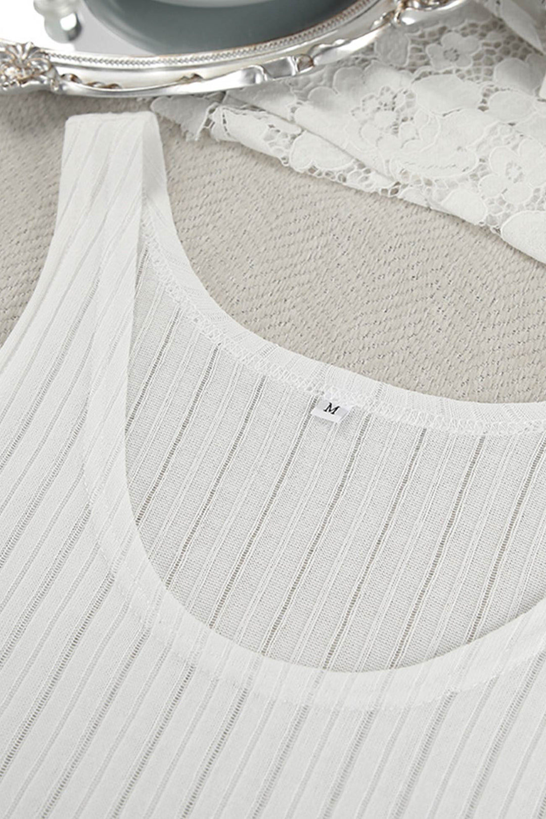 Hollow Out Knit Tank Top Pants Set