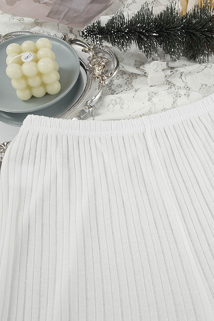 Hollow Out Knit Tank Top Pants Set