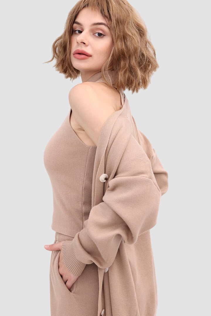 Knit Crop Tank Top & Pants & Robe
