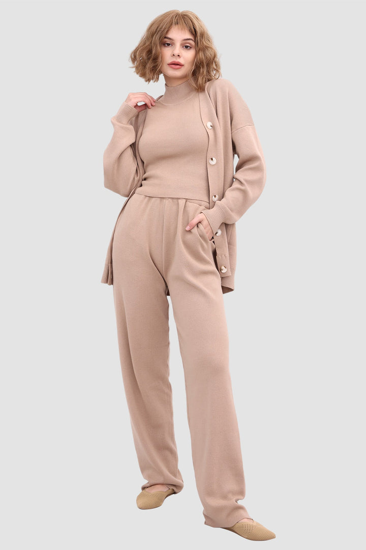 Knit Crop Tank Top & Pants & Robe