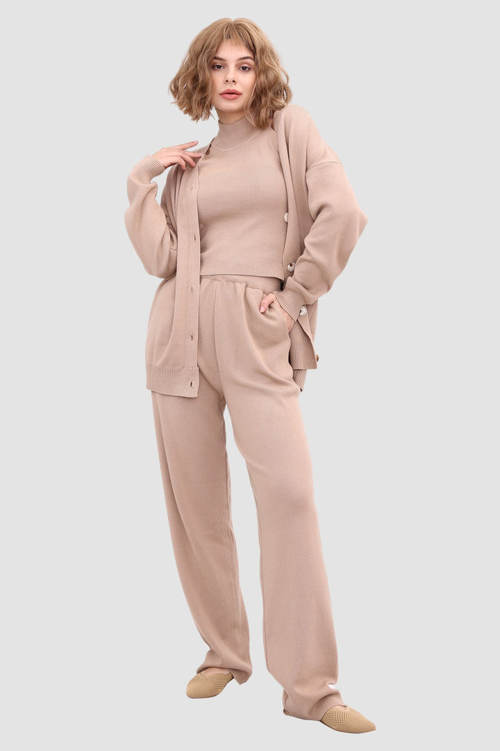 Knit Crop Tank Top & Pants & Robe