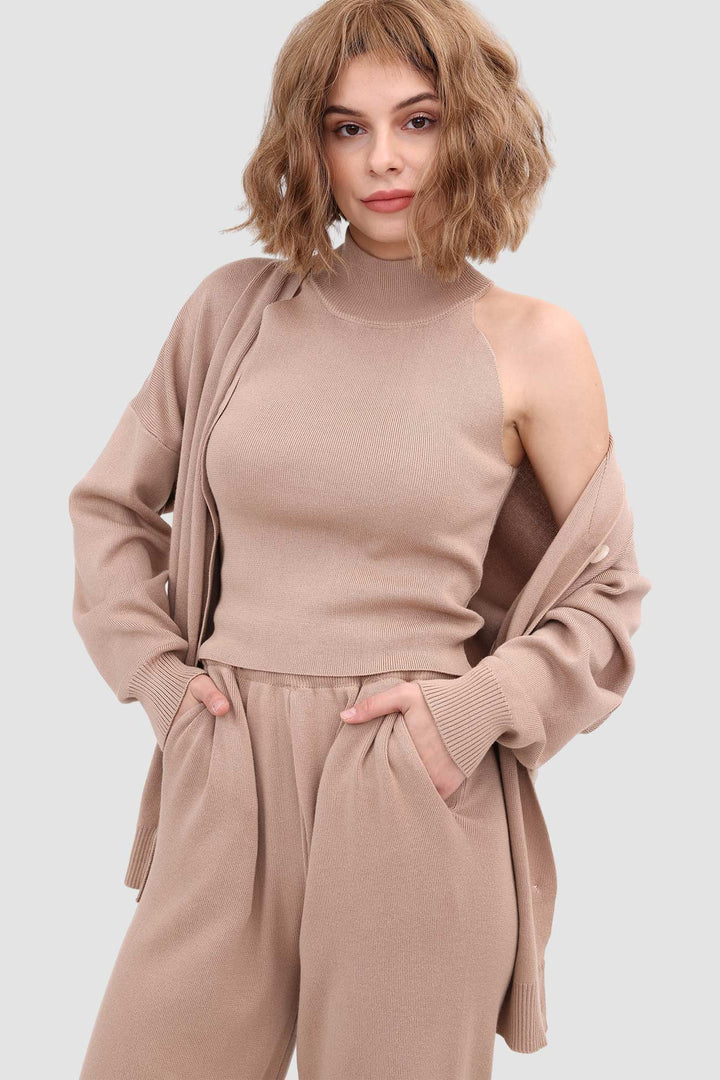 Knit Crop Tank Top & Pants & Robe