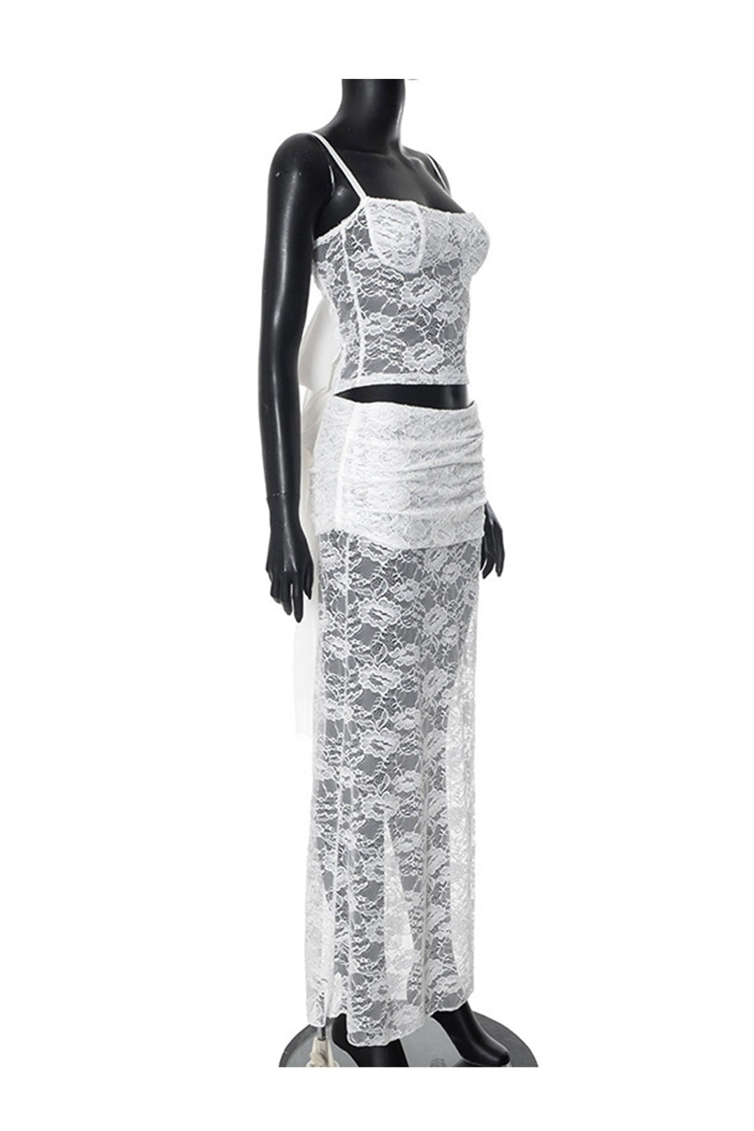 Lace Tie-up Cami Vest Skirt Set