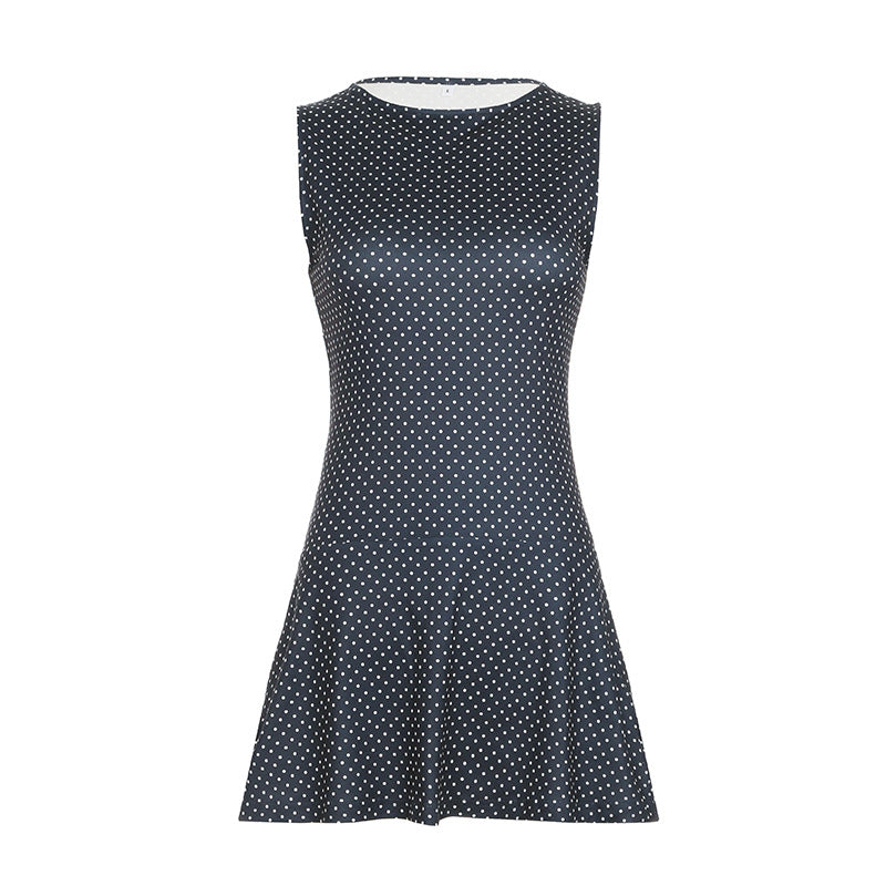 Mini European And American Sleeveless Cinched Short Dress