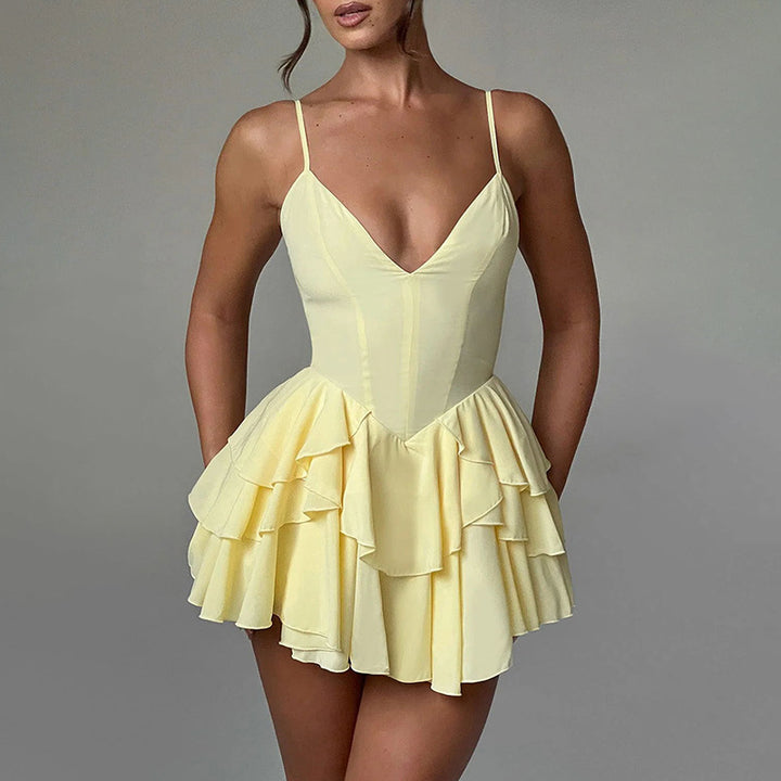 Women's Double-layer Swing Backless Slip Dress