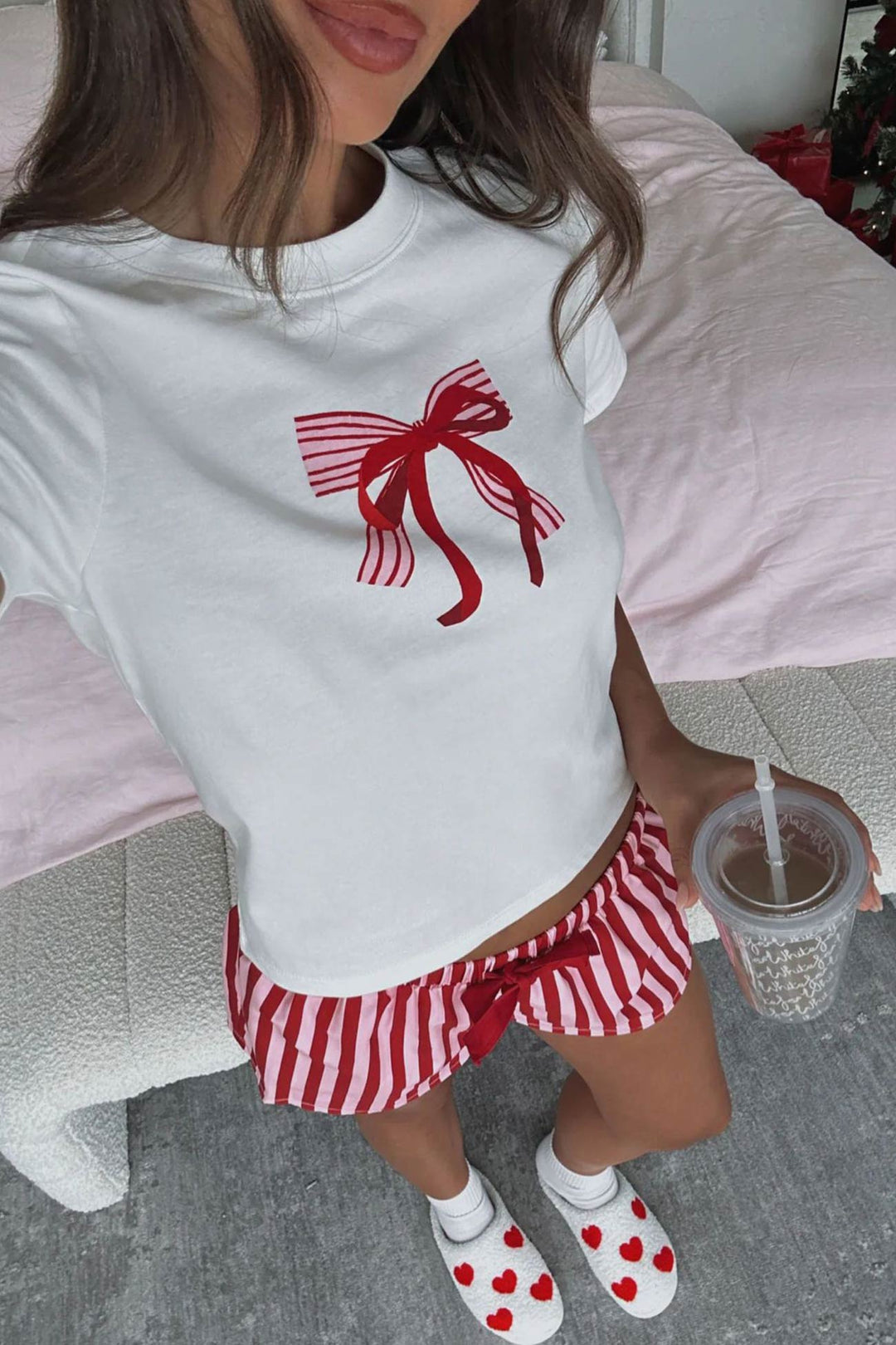 Printed Crew Neck T-shirt Shorts Set