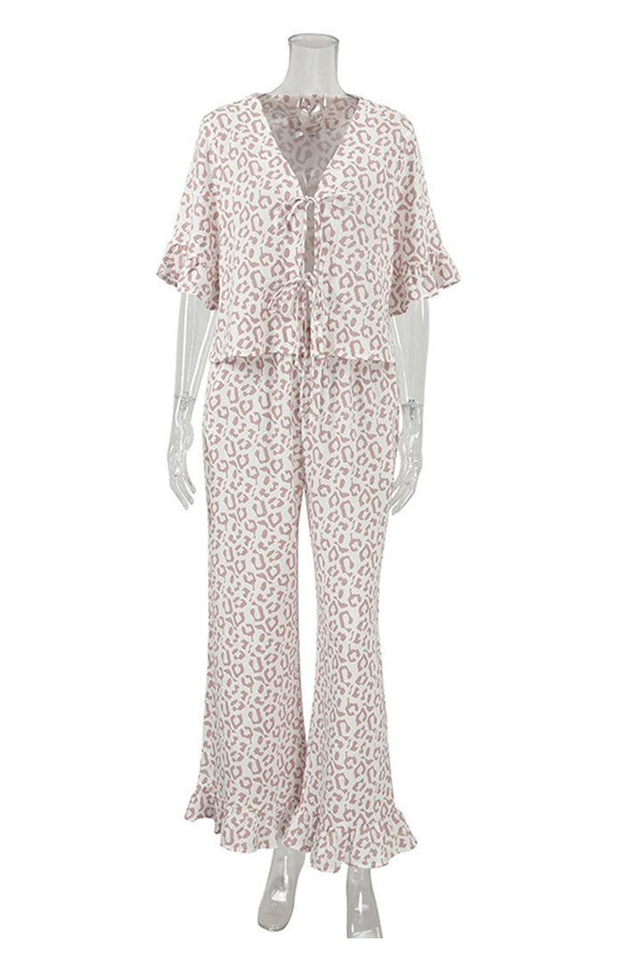 Printed Ruffle Tie-up Shirt Cotton Suits