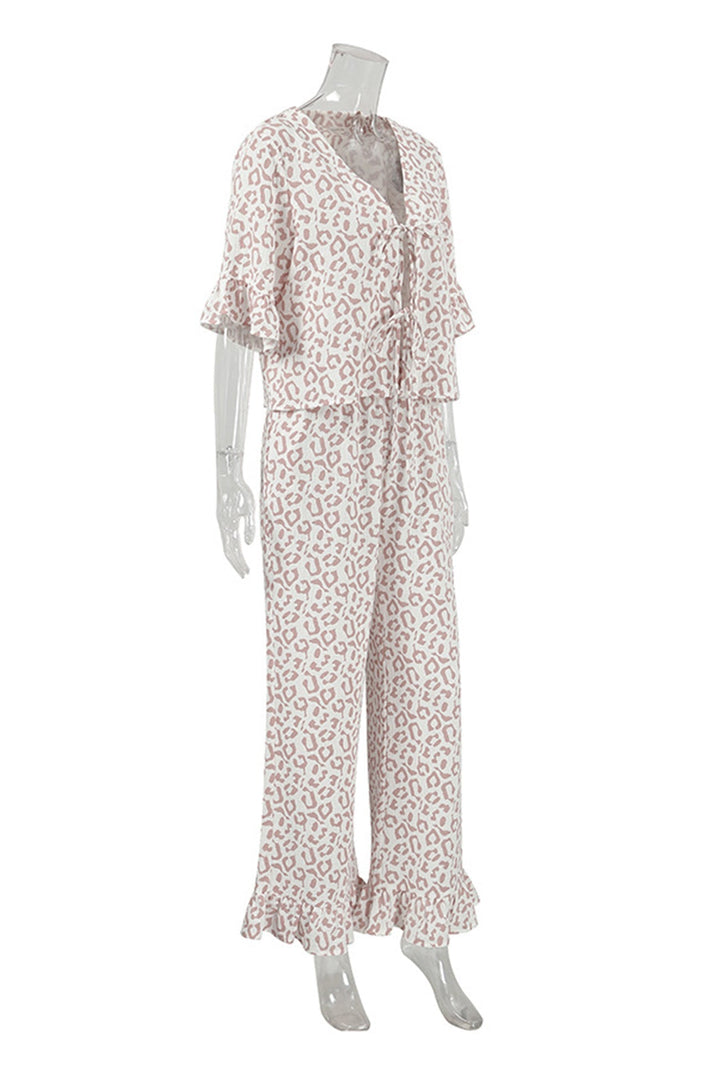 Printed Ruffle Tie-up Shirt Cotton Suits