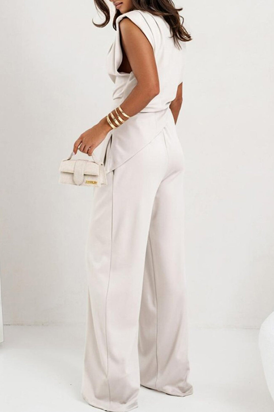 Solid Color Irregular Vest Pants Set