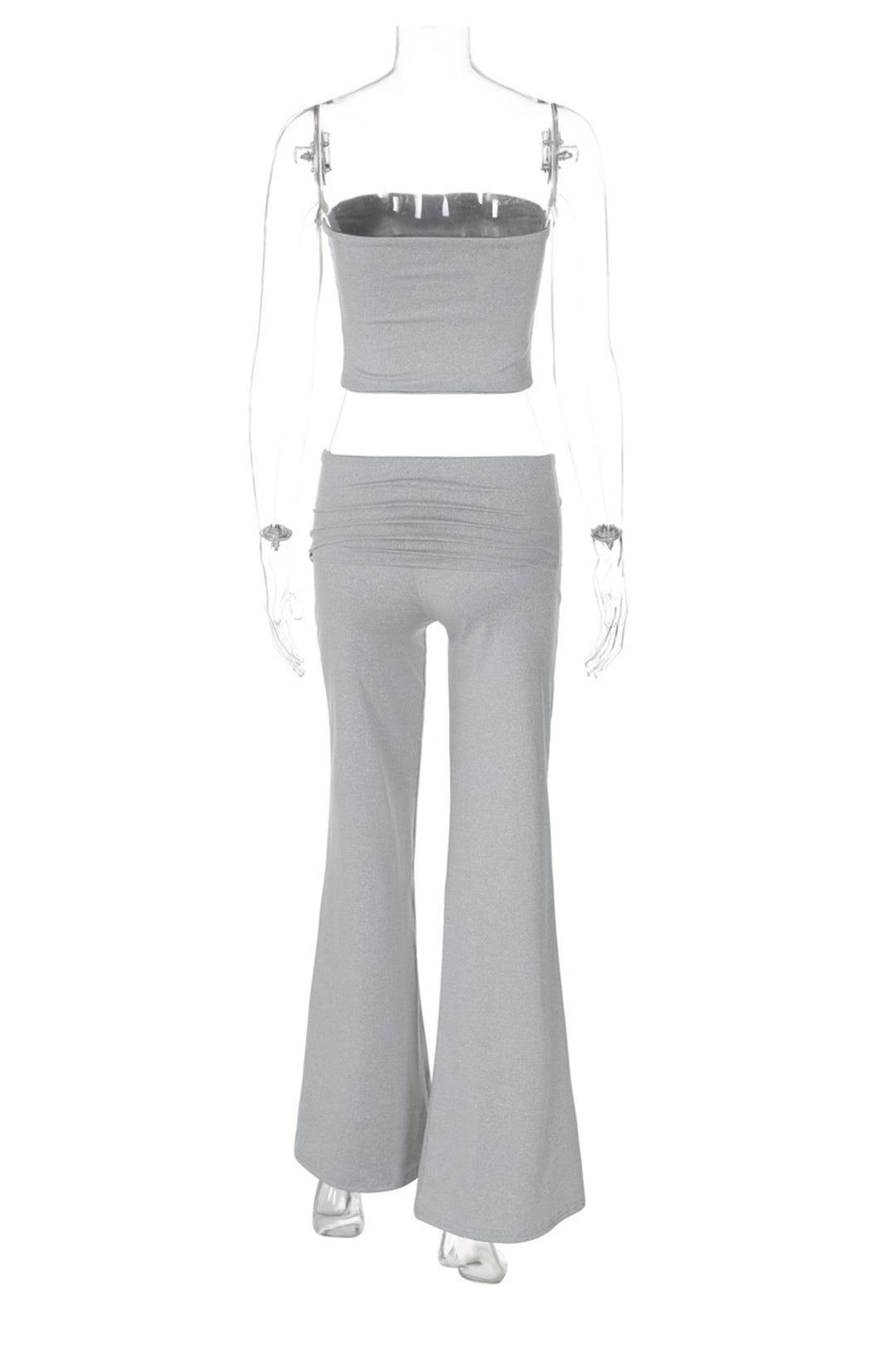 Solid Tube Top Stacking Flare Pants Set