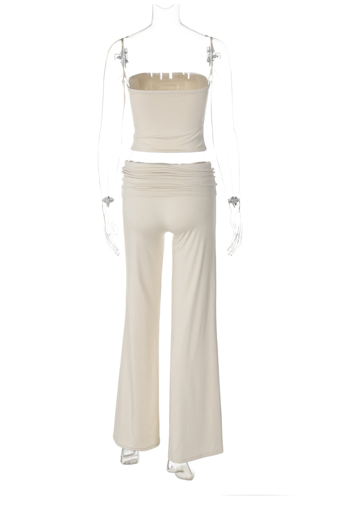 Solid Tube Top Stacking Flare Pants Set