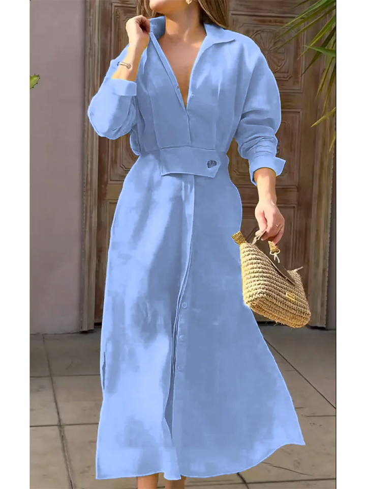 Vivienne | Waisted Linen Long Dress